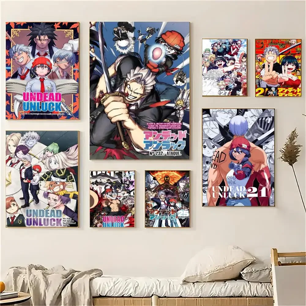 Undead Unluck Anime Supernatural Action Poster Selfadhesive Living Room Bedroom Party Bar Decor Moisture-proof Fade-resistant HD