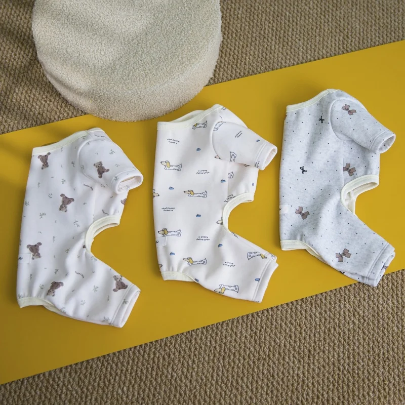 Warme Schlafanzüge für kleine und mittelgroße Hunde, Dackel, Mops, bedruckte Hundekleidung, vierbeiniger Hoodie, Hose, Overall, Welpen-Onesie XXL – Detail 1