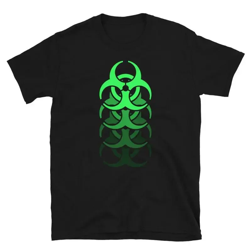 Футболка Cybergoth Biohazard, зеленая, в стиле кибергот.