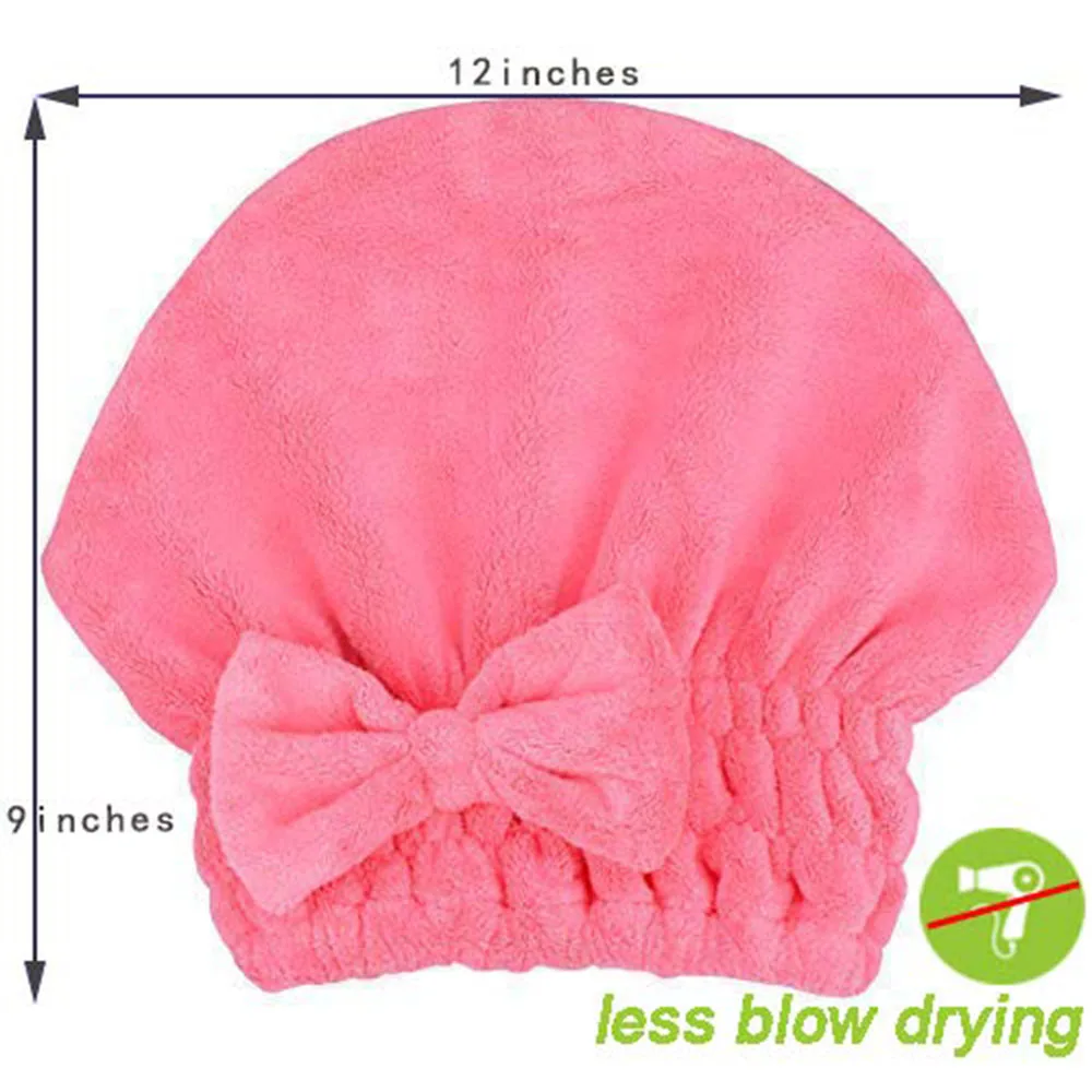 1 PCS Microfiber Hair Drying Towels Head wrap with Bow-Knot Shower Cap Hair Turban hairWrap Bath Cap for Curly Long
