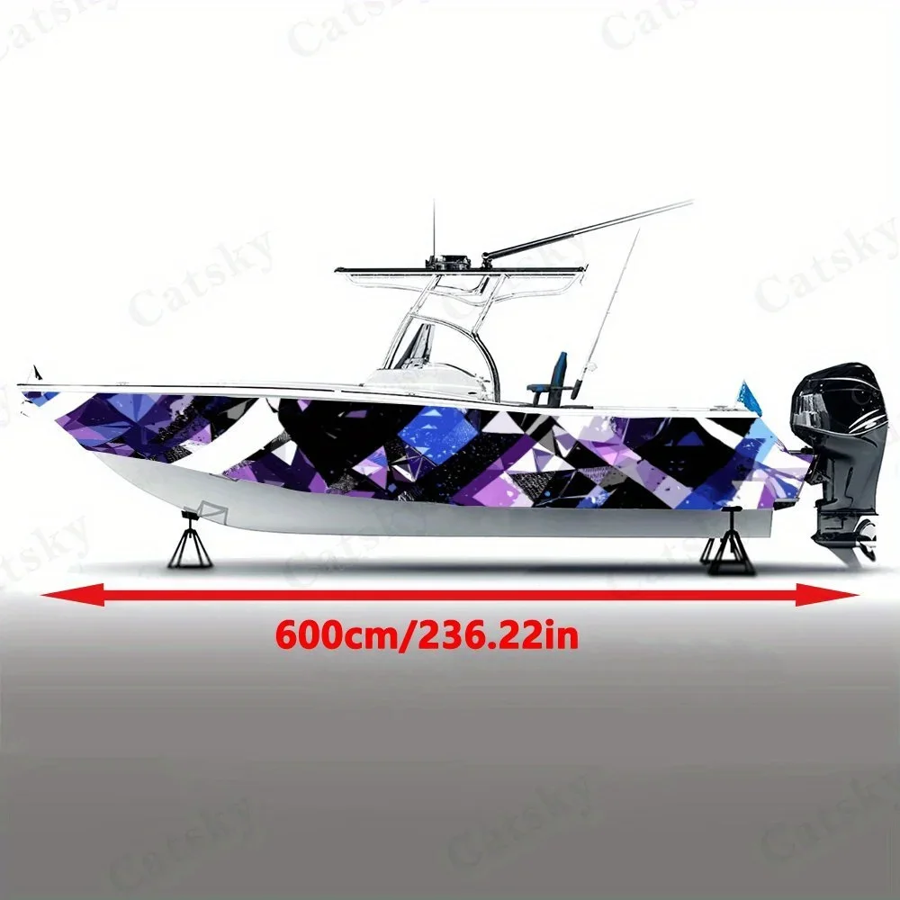 Dreamy Crystal Geometry Purple Blue Dazzling Boat Sticker Vinyl Ship Pontoon Deck Boat Fishing Decorative Pontoon Boats Decal