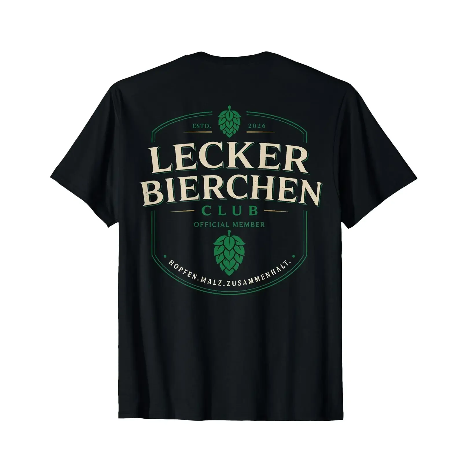 Lecker Bierchen Club Backprint T Shirt vintage Washed Comfortable Casual Top For Everyday Wear Breathable streetwear graphic