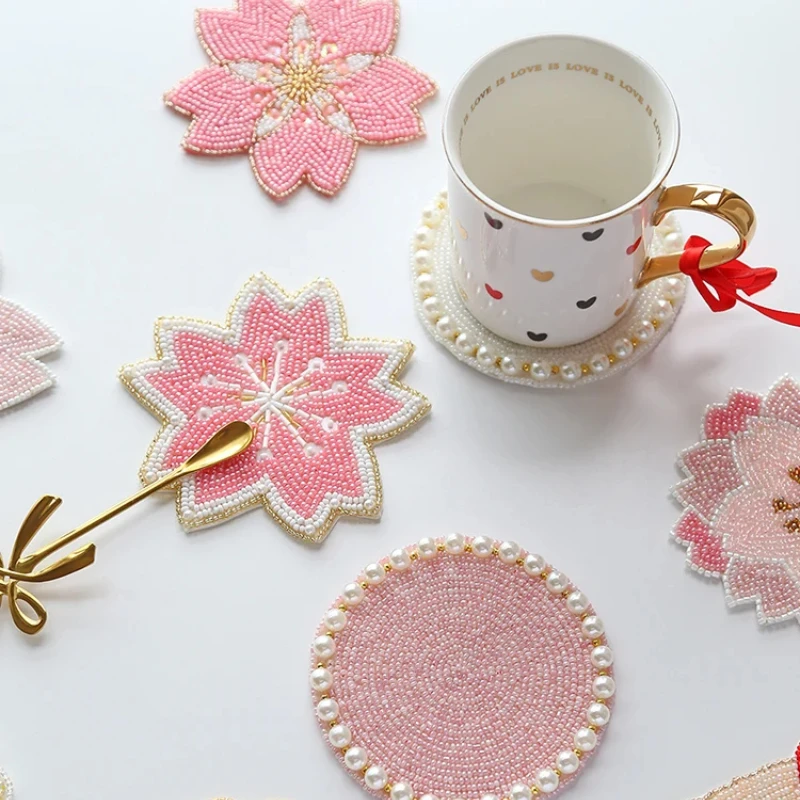

Bead Coaster Farmhouse & Rustic Drink Coasters with Non-Slip Base, Modern Home Décor, Indoor/Outdoor Tabletop Accessory
