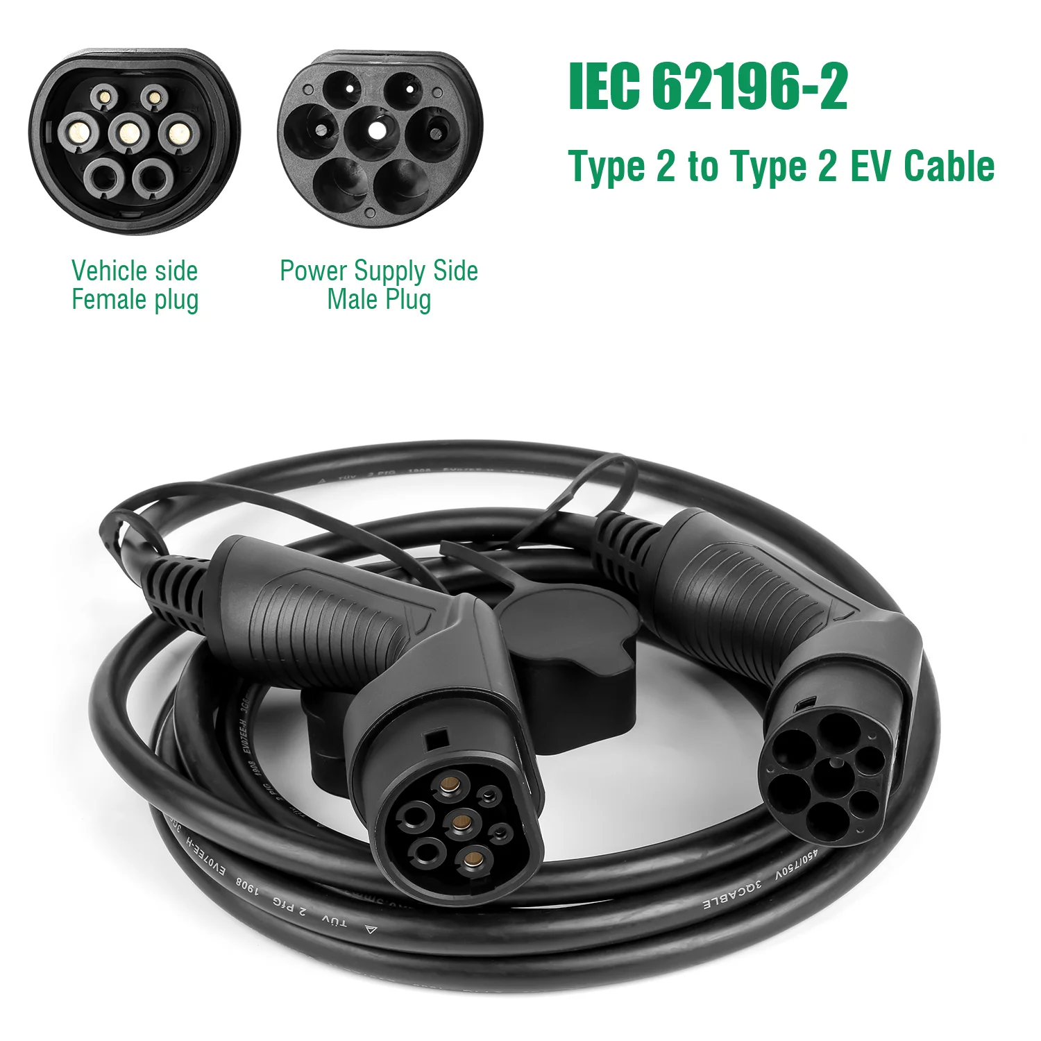 EV Charging Cable Type 2 32A 22KW Electric Vehicle Extension Cord 16A 3.6KW for EV Charging Station Mode A