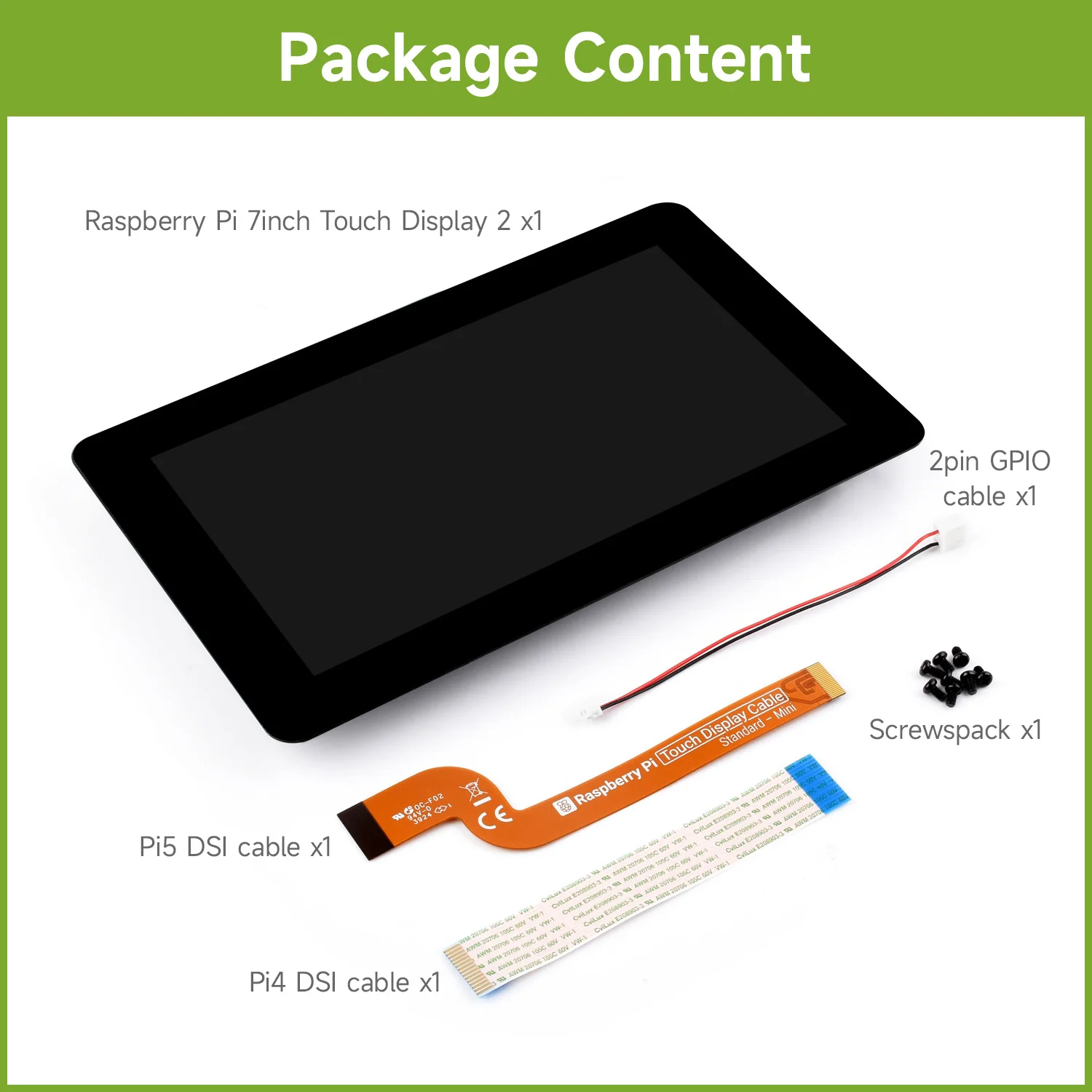 Official Raspberry Pi 7inch Capacitive Touch Display, 720 × 1280, IPS, DSI Interface, 5-Point Touch, Raspberry Pi Display