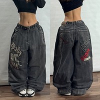 Y2K Street Vintage New Fashion Letters Embroidered Baggy Jean Women Gothic Hiphop Popular Casual Couple High Waist Wide Leg Pant