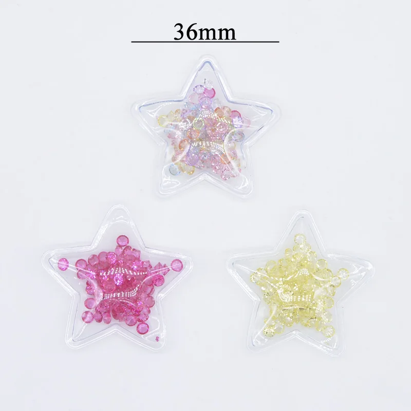 32Pcs 36mm Bling Star Transparent PVC Filling Crystal Diamond Appliques for DIY Headwear Hair Clips Bow Accessories Patches