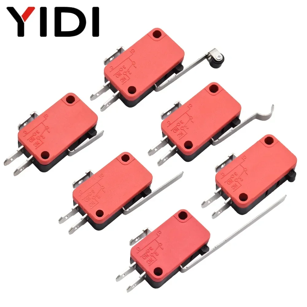 10pcs V-15 V-151 V-152 V-153 V-154 V-155 V-156-1C25 Micro Momentary Travel Limit Switch Roller Lever Arm Switch SPDT 1NO1NC