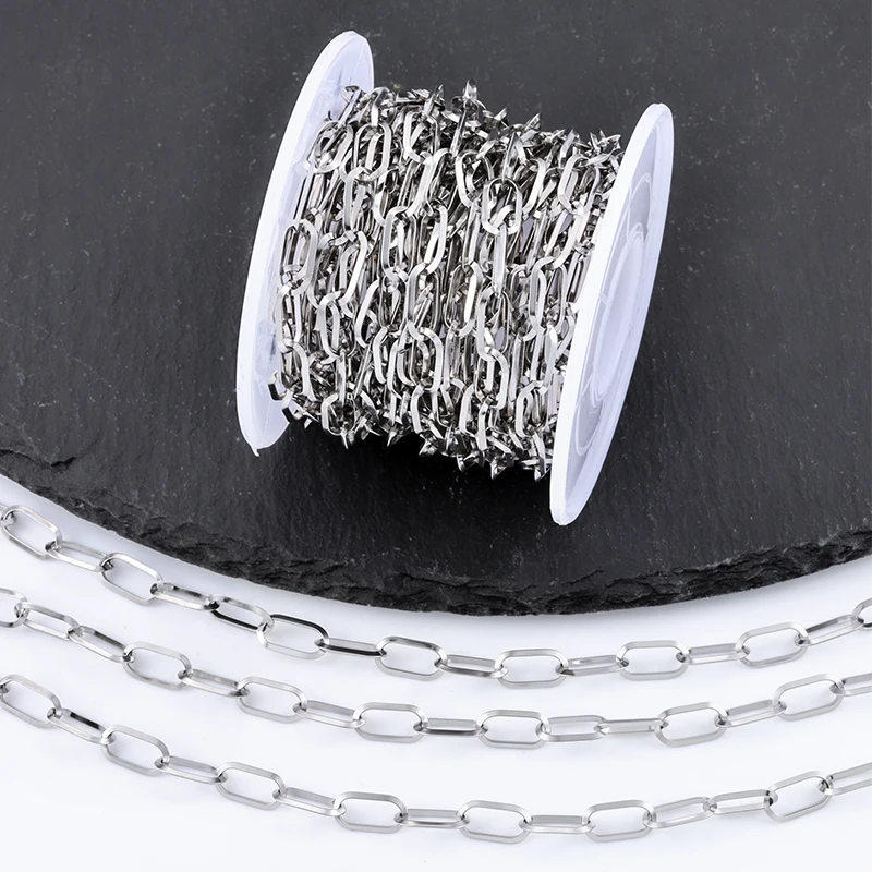 

1 метр нержавеющая сталь 5 мм овальные цепи для DIY материалы для изготовления ювелирных изделий аксессуары для мужчин и женщин ожерелье браслет принадлежности для рукоделия