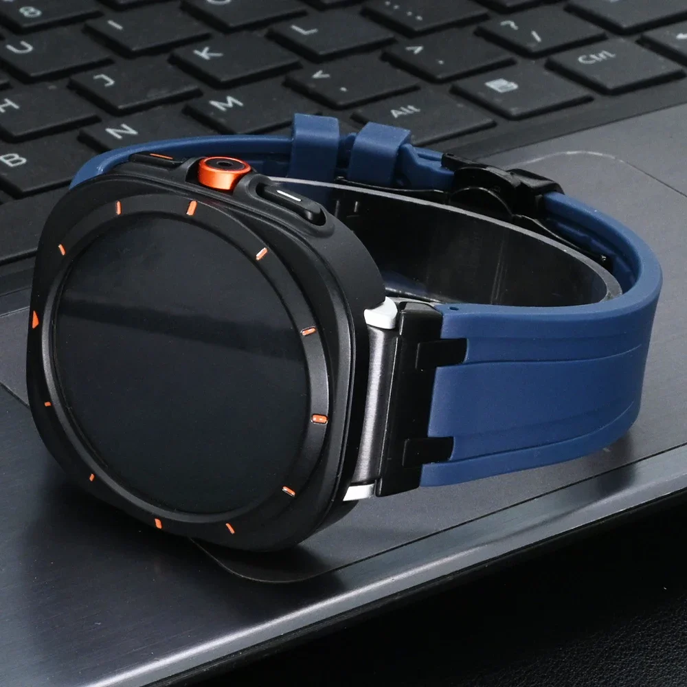 Quick Fit Rubber Loop Strap for Samsung Galaxy 7 6 44mm 40mm Silicone Band+plastic Case for Galaxy Watch 6 7 40mm 44mm Bracelet