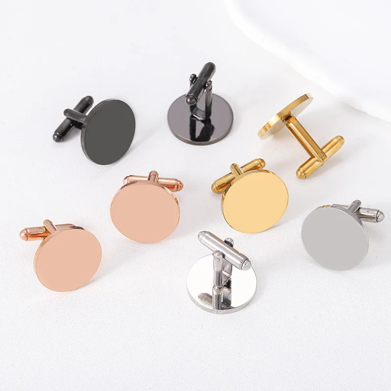 

10Pcs/Lot High Quality Stainless Steel Mirror Polish Round Square Cufflinks For DIY Fashion Jewelry Making Accessories Wholesale