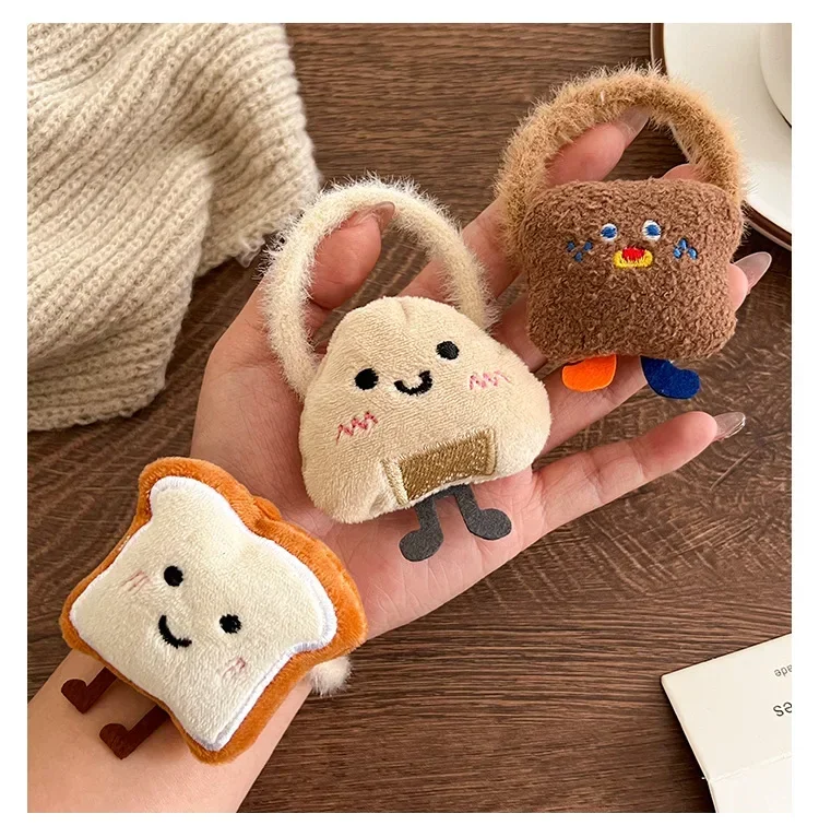1pc Cartoon Cheese Toast Bread Head Rope Cute Horsetail Hair Loop Ball Hair Decor Soft High Elastic Hair Rope Daily Decor