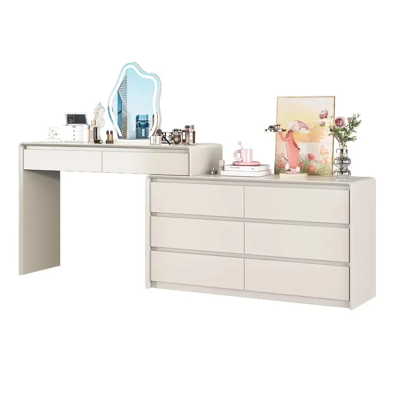 Modern Dresser with Mirror Simple Makeup Dresser Bedroom Oak Wood Maker White Side Drawer