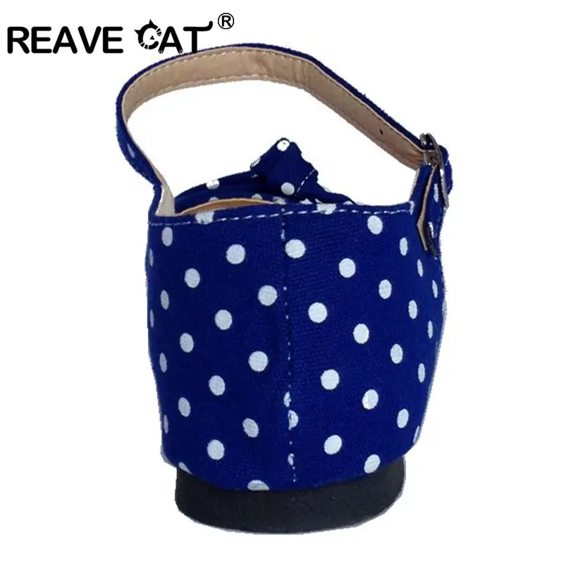 REAVE CAT Big Size 34-43 Sweet Polka Bow shoes Transpierce Gentlewomen Brief Hasp flat-bottomed Female Sandals  Summer flat