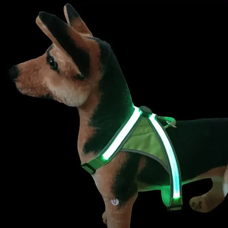 New LED luminous pet chest strap. Four lights. USB charging. Pet luminous vest. Pull strap. Traction rope