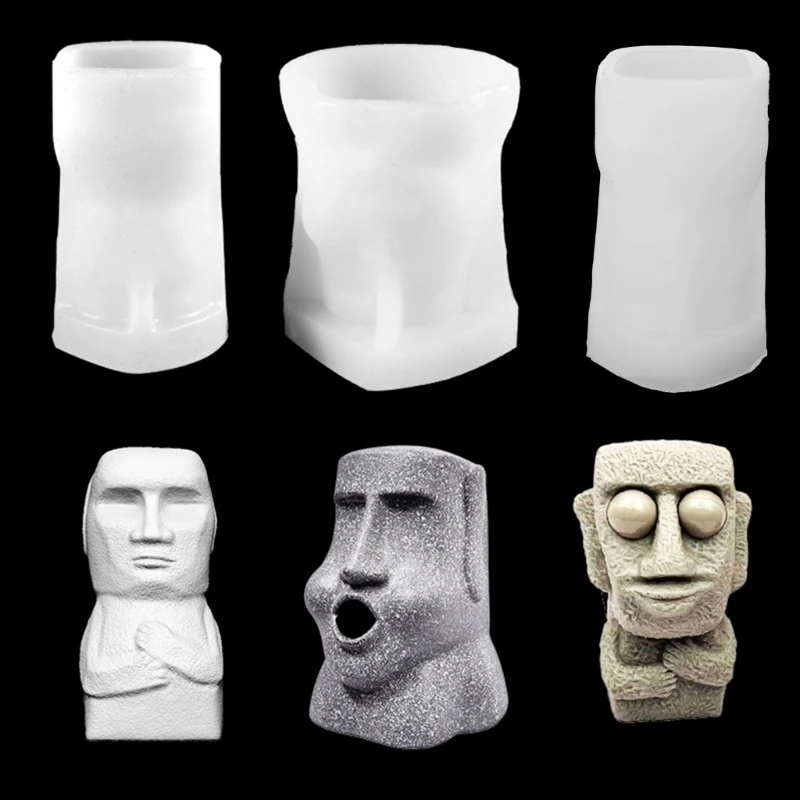 Candle Silicone Mold Resin Mold Moai Statue Candle Mold Silicone for Scented Candle Soap Making,Resin Casting Home Decor