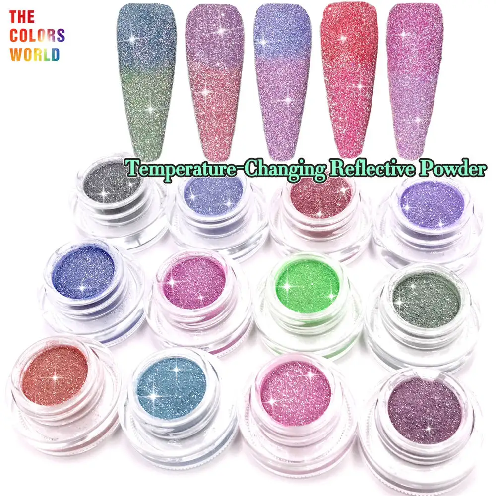 TCT-796 Thermal Temperature Changing Nail Powder Reflective Flash Glitter Shinning thermochromic Pigment UV Gel DIY Accessories