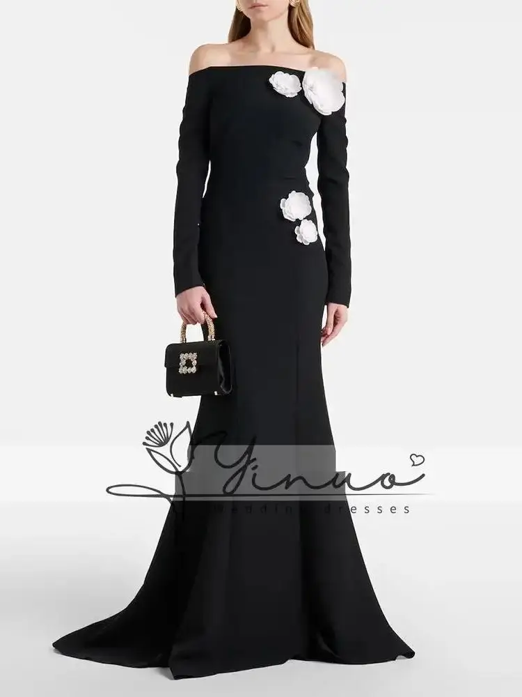 Customized Modern Evening Gown For Wedding Mermaid Prom Dress Formal Floor Length Party Gown Long Sleeves Saudi Arabia Dress - view 3