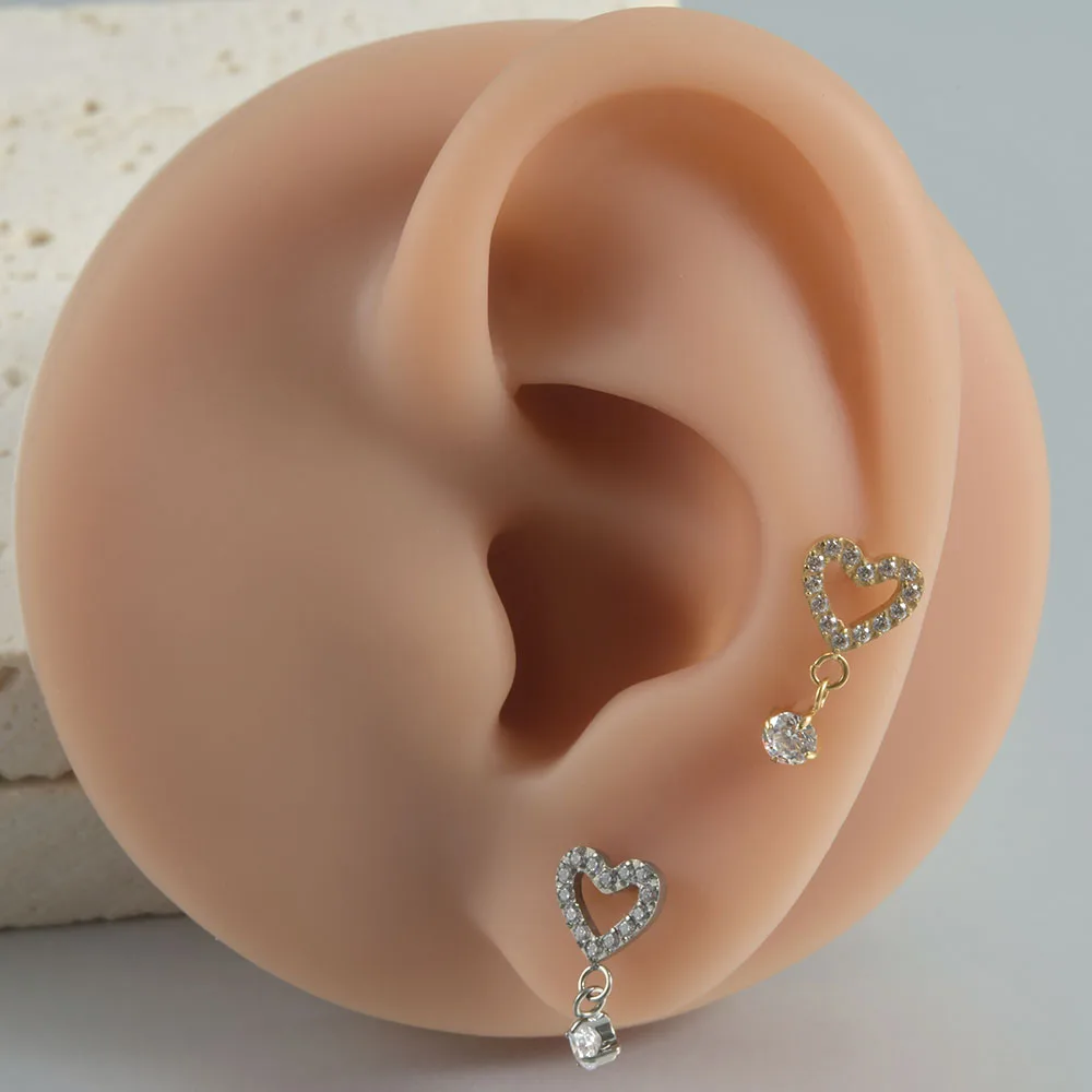 1PC G23 Titanium Minimalist Dangle Cartilage Earrings Stud 16G Internally Threaded Zircon Helix Ear Tragus Piercing Jewelry