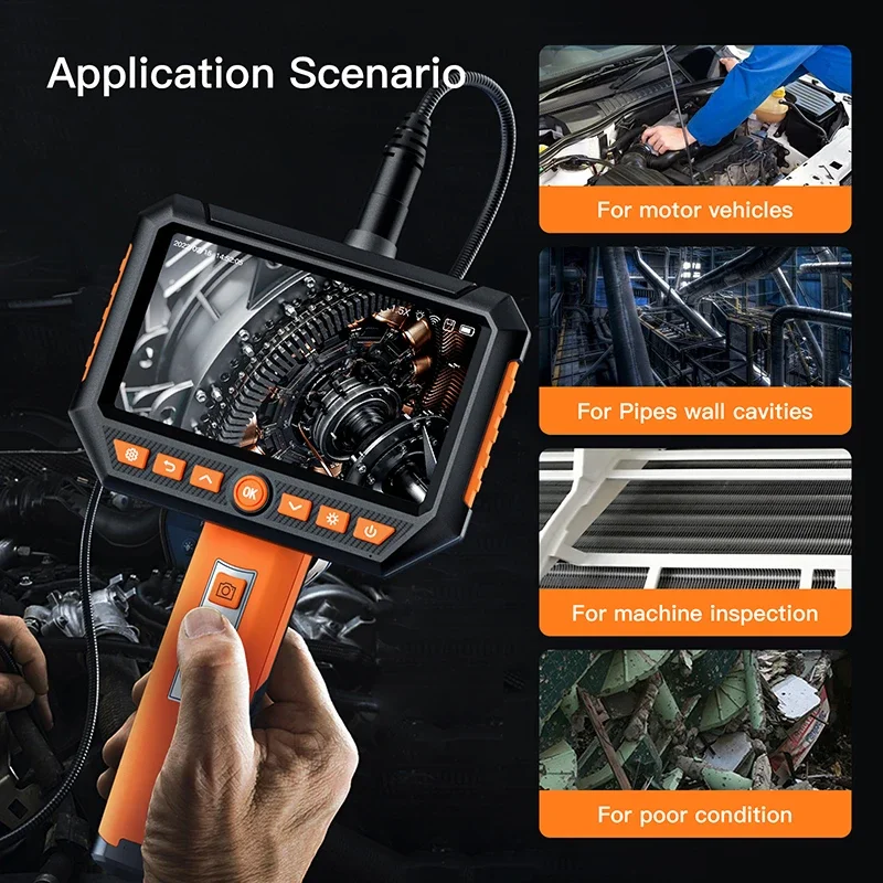 G52 ANESOK 1080P HD Borescope Pipe 5.0 بوصة شاشة OLCD أنبوب ثعبان قابل للفصل مع ضوء LED توصيل WiFi لنظام iOS/Android