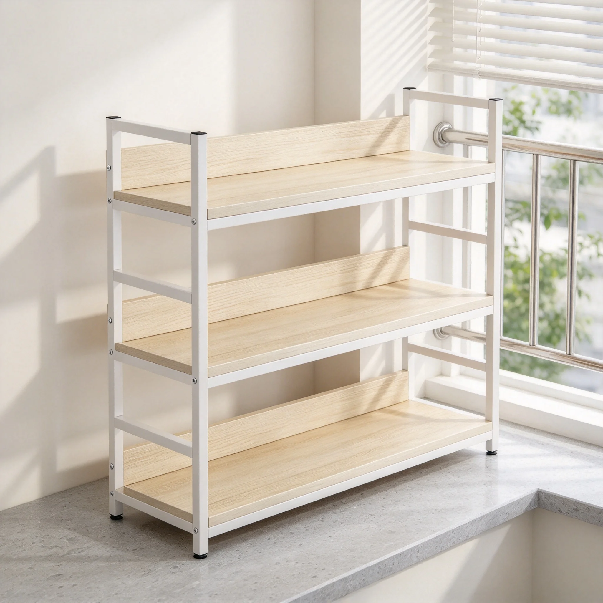 AOLIVIYA Home Office Display Organizer Layered Stand Desk Bookshelf Cabinet Library Shelves Bookcase Storage Rack