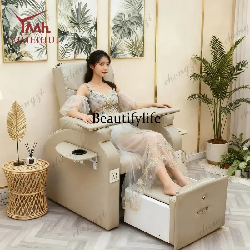 H134 T Nail Salon Equipment Black Leather No Plumbing Foot Spa Chair Luxury Electric Reclining Pedicure Chair