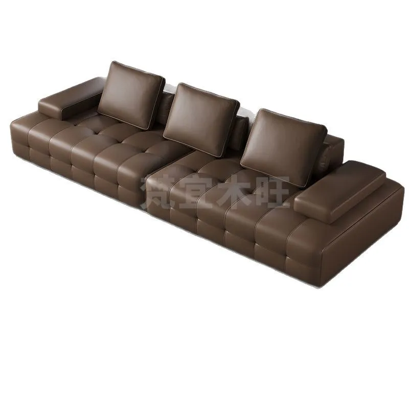 

Fully wrapped first-layer leather sofa Italian minimalist small apartment Lawrence modern simple cowhide sofa