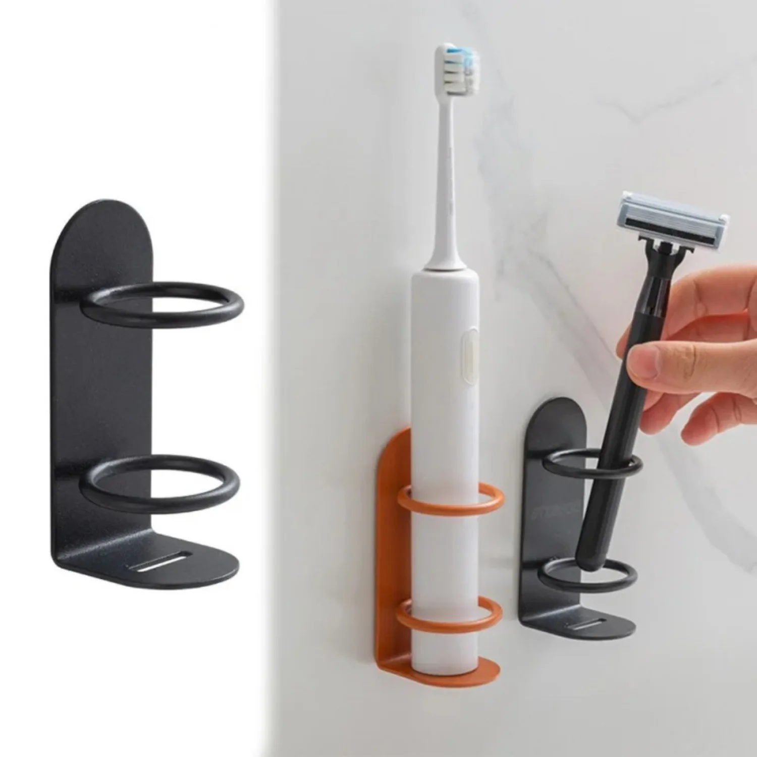 Electric Toothbrush Holders Stick on The Wall Electric Metal Tooth Brushing Holder Wall Mounted Bathroom Organizer No Drilling