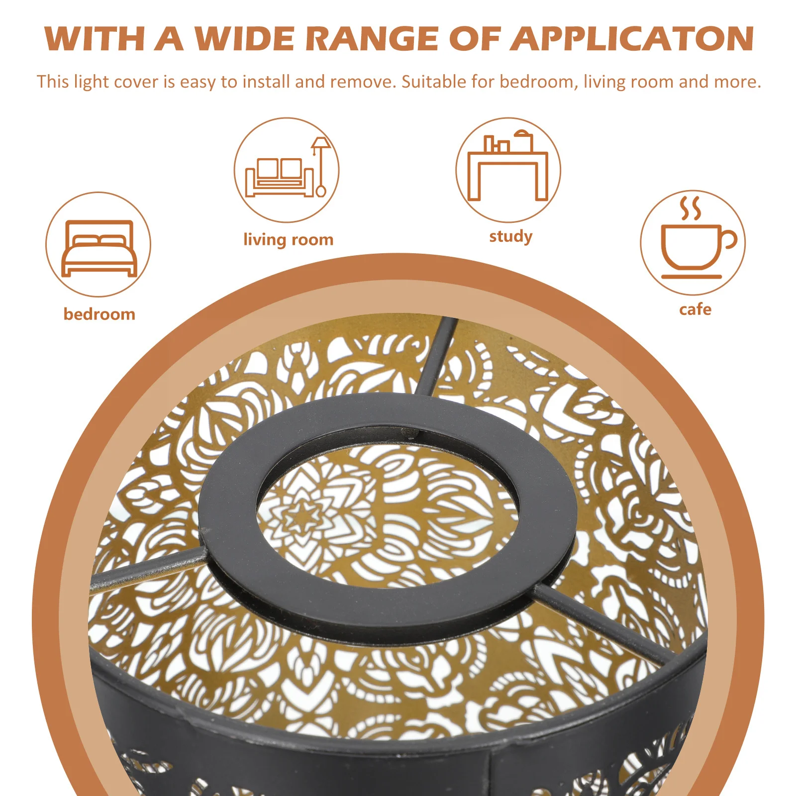 

Iron Lampshade Hollow Carved Elegant Design Easy Install Bedside Tabletop Lamp Cover Mild Light Lamp Shade Decor