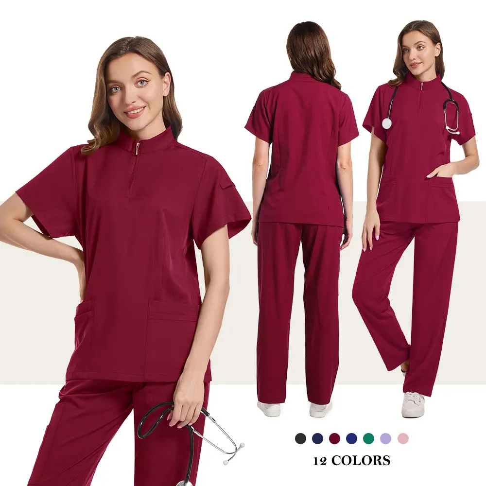 Stretch Scrubs Woman Set Medical Uniforms Women Surgical Tops Pant Dental Clinic Beauty Salon Workwear Clothes Nurse Accessories view 2
