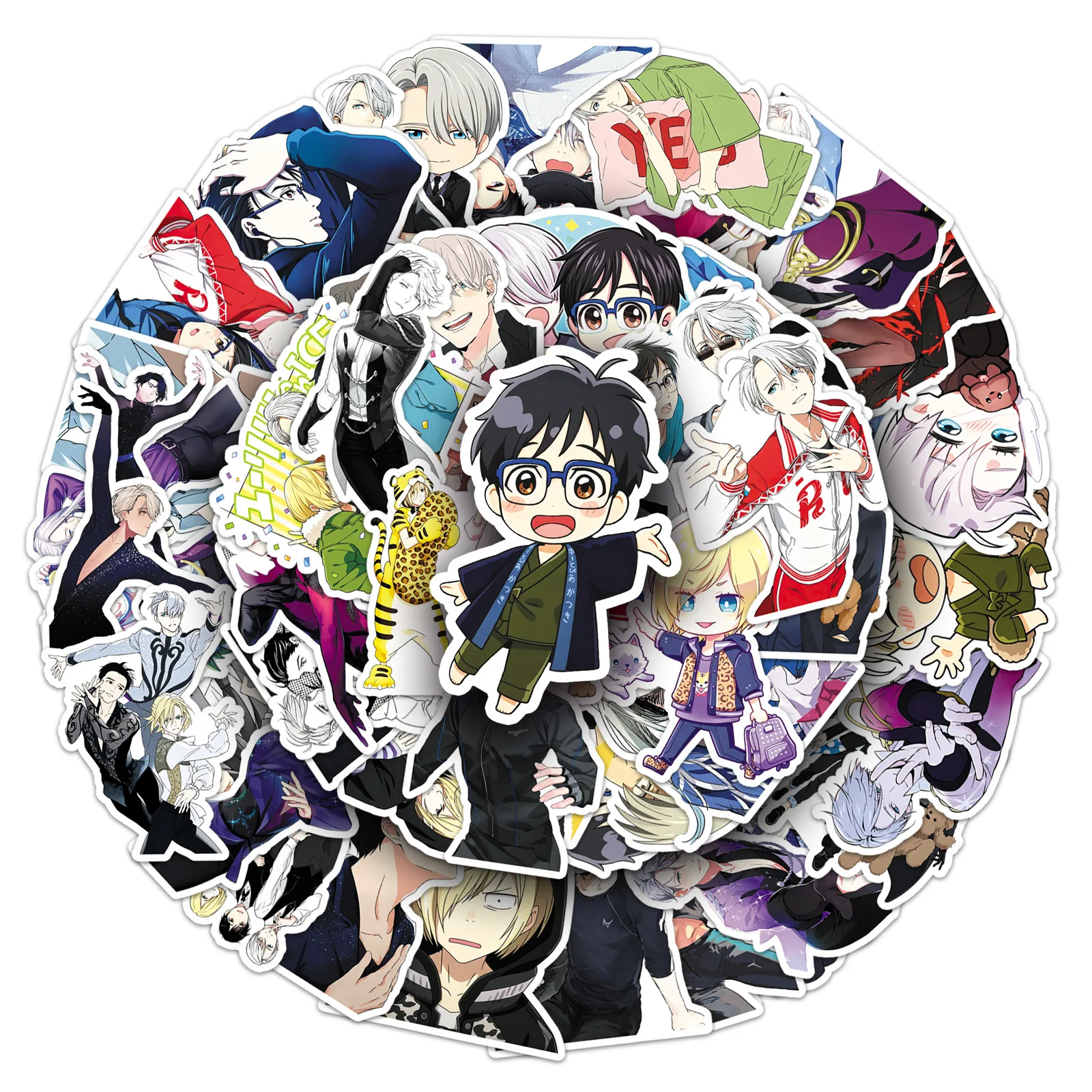 50PCS Super Popular Yuri on Ice Anime Stickers Cartoon PVC Decals Toys DIY Waterproof Skateboard Luggage Phone Fridge Gifts view 3