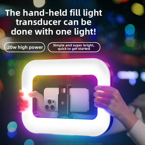 Luz de relleno LED portátil para vídeo de teléfono, luz para Selfie, estabilizador de vídeo para cámara, teléfono, Tiktok, YouTube, maquillaje, Blog de vídeo