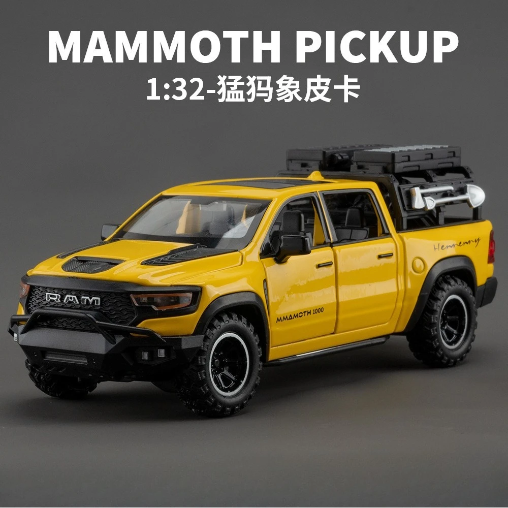 

1:32 Simulation Mammoth Pickup Alloy Off-Road Car Model Ornament Toy Gift Diecast Alloy Car Model Collectible