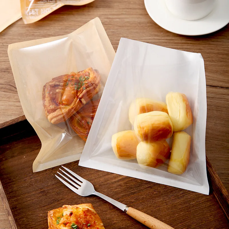 50/100 قطعة أكياس الخبز أكياس الورق المقاومة للزيت نخب الكرواسون الحلويات المنزل المطبخ مخبز المتاح التعبئة والتغليف البني والأبيض #6