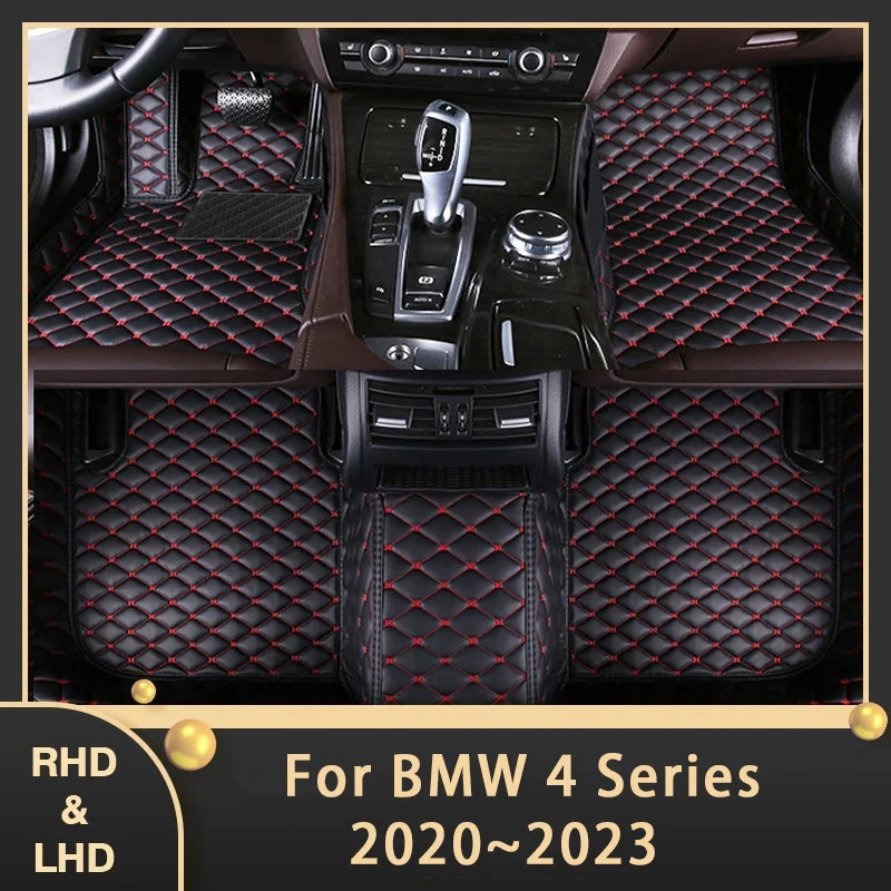 Car Floor Mats For BMW 4 Series 2020~2023 Custom Auto Foot Pads Leather Carpet Interior Accessories 430i 440i 2021 2022