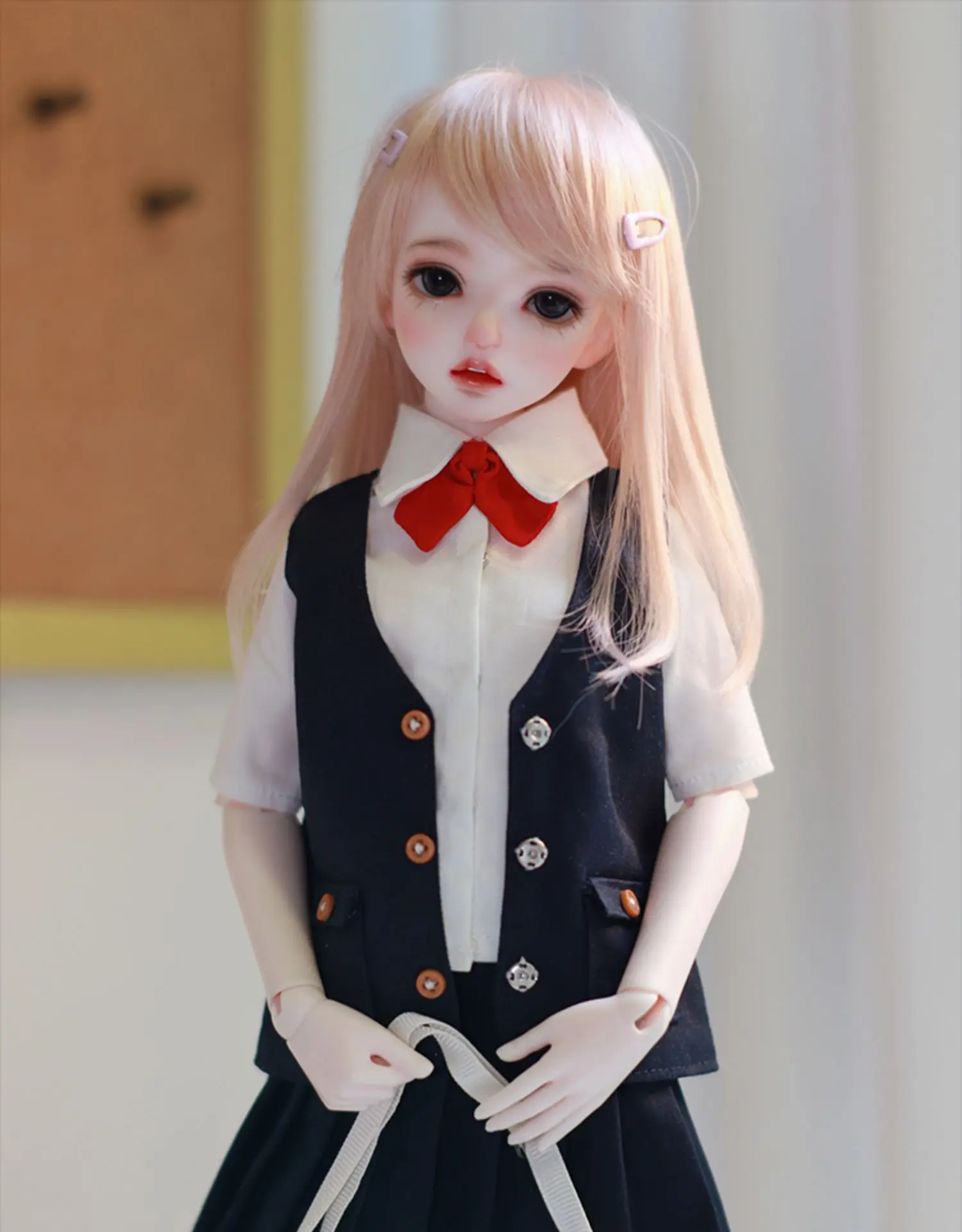 D03-P801 children toy BJD DD SD MSD  1/4 accessories uniform shirt pleated skirt Daily pleated skirt 5pcs/set