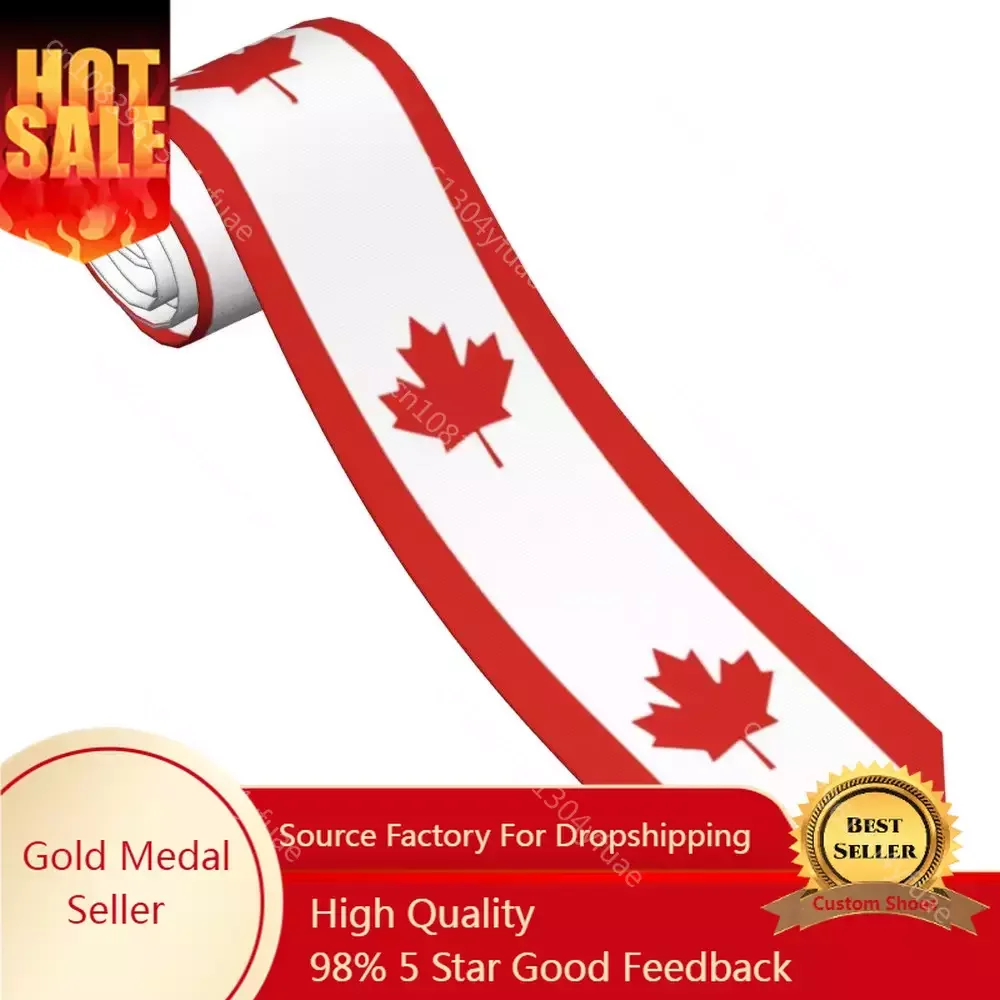 Flag Of Canada Necktie Unisex Polyester 8 cm Freedom Globe Neck Ties for Mens Classic Shirt Accessories Wedding Busines