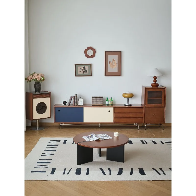 Bauhaus medieval modern simple TV cabinet, solid wood color matching storage cabinet, living room furniture
