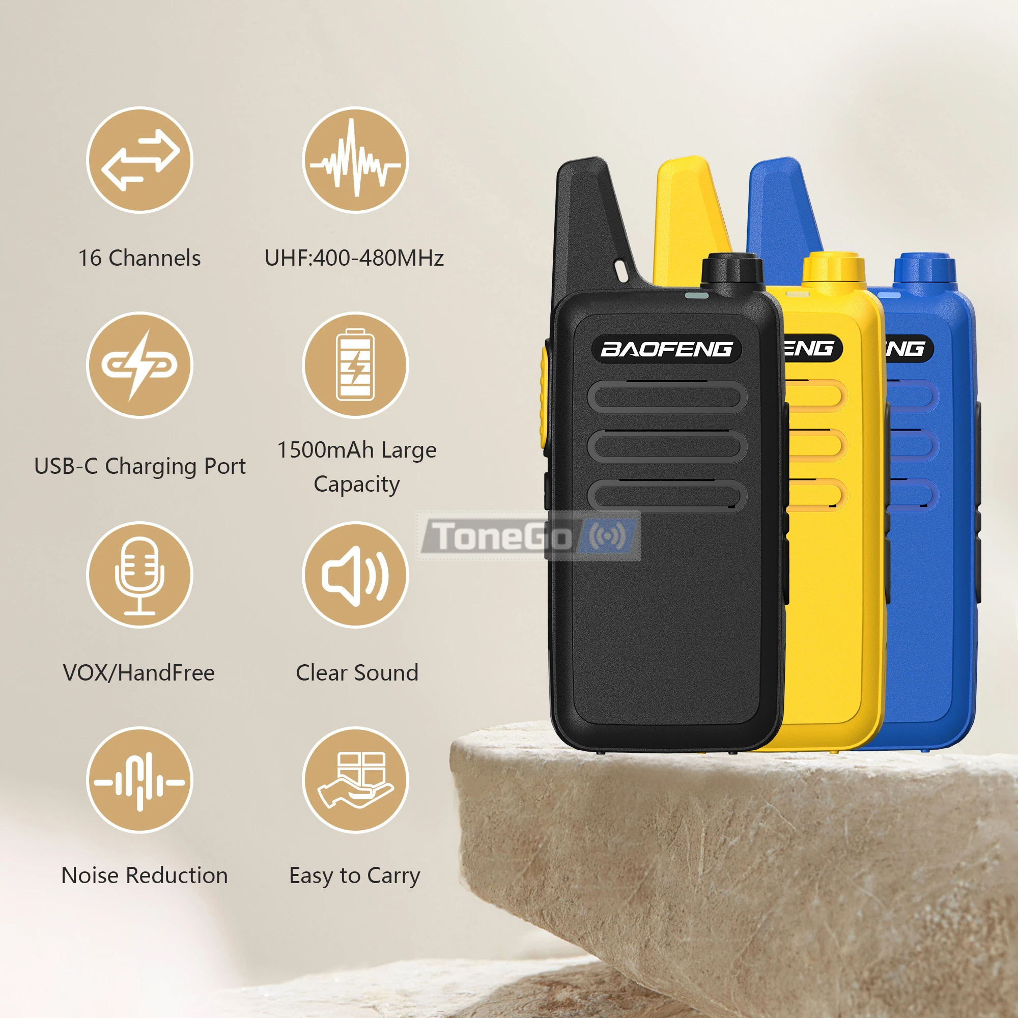 1/2/4x Baofeng BF-T20D Mini Walkie Talkie ลดเสียงรบกวนสถานที่แล้ว BF-T20 UHF แบบพกพาวิทยุ USB-C 5KM ยาวสําหรับ CAMPING