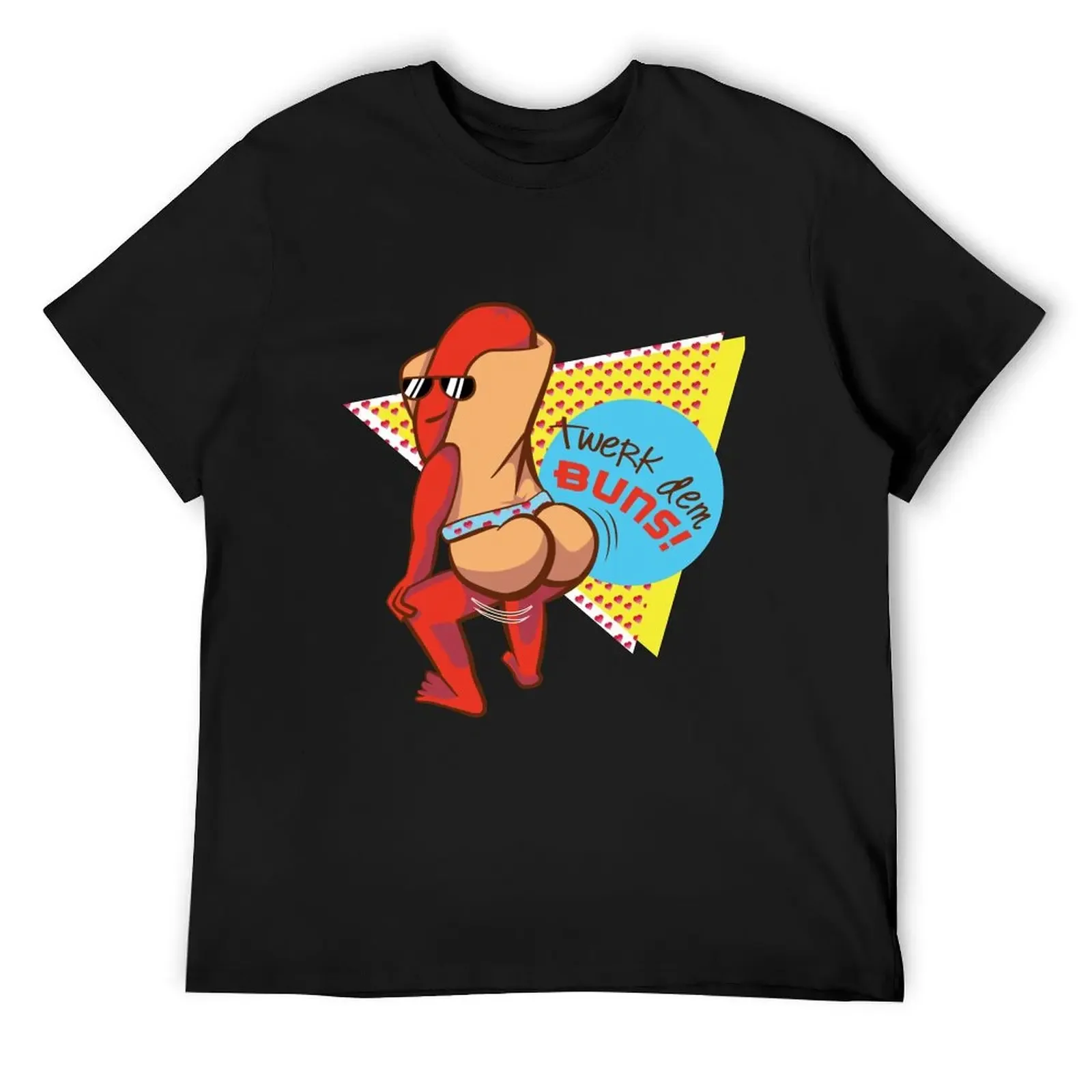 Twerk Dem Buns! Dancing Hot Dog Art T-Shirt aesthetic clothes oversizeds Short sleeve tee anime t shirts Short sleeve tee men