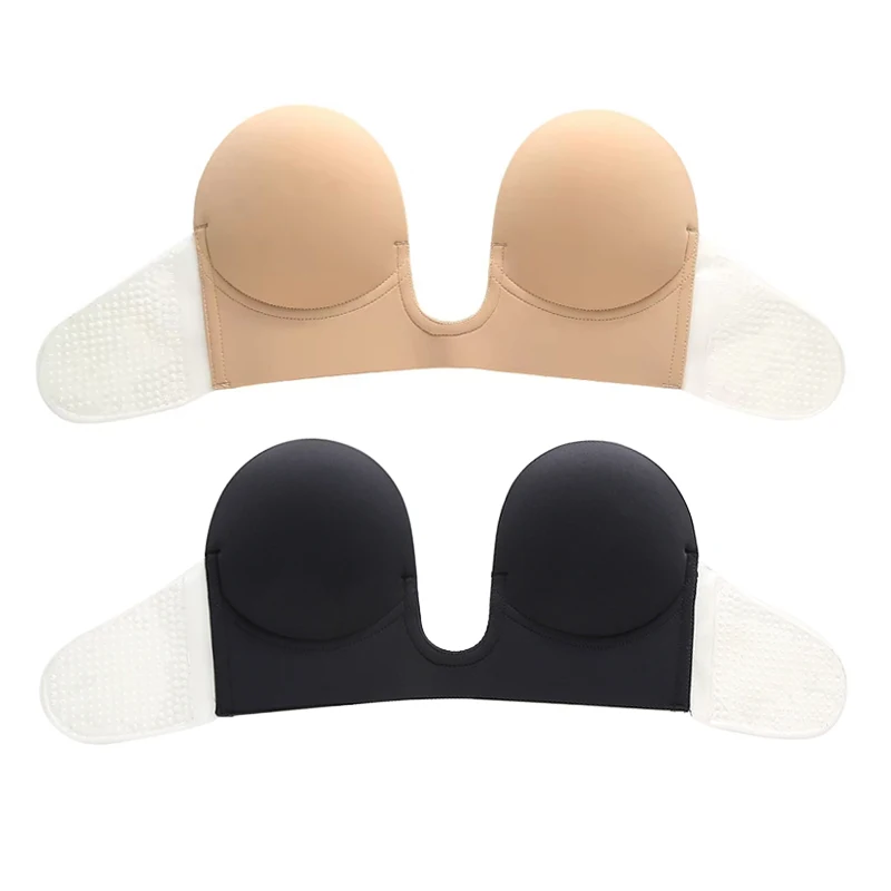 Strapless Bras Invisible Push Up Bra Silicone Brassiere Deep U Underwear Dress Wedding Party Sticky Self-adhesive Nipple Covers