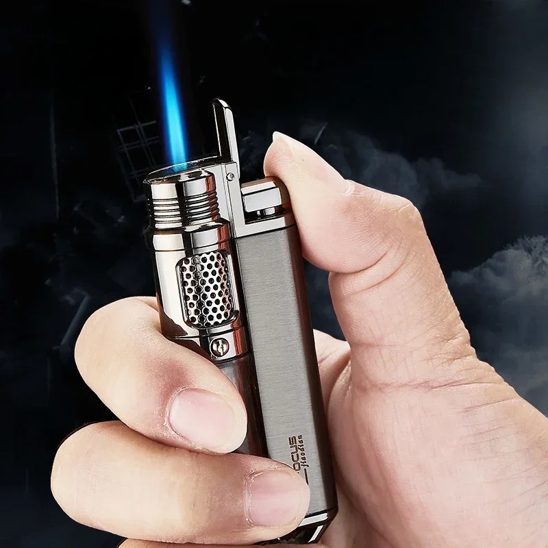 2024 Visible Gas Window Flashlight Cigar Lighter Jet Butane Metal Turbo Windproof Lighter Portable Airbrush 1300C Men's Gadget