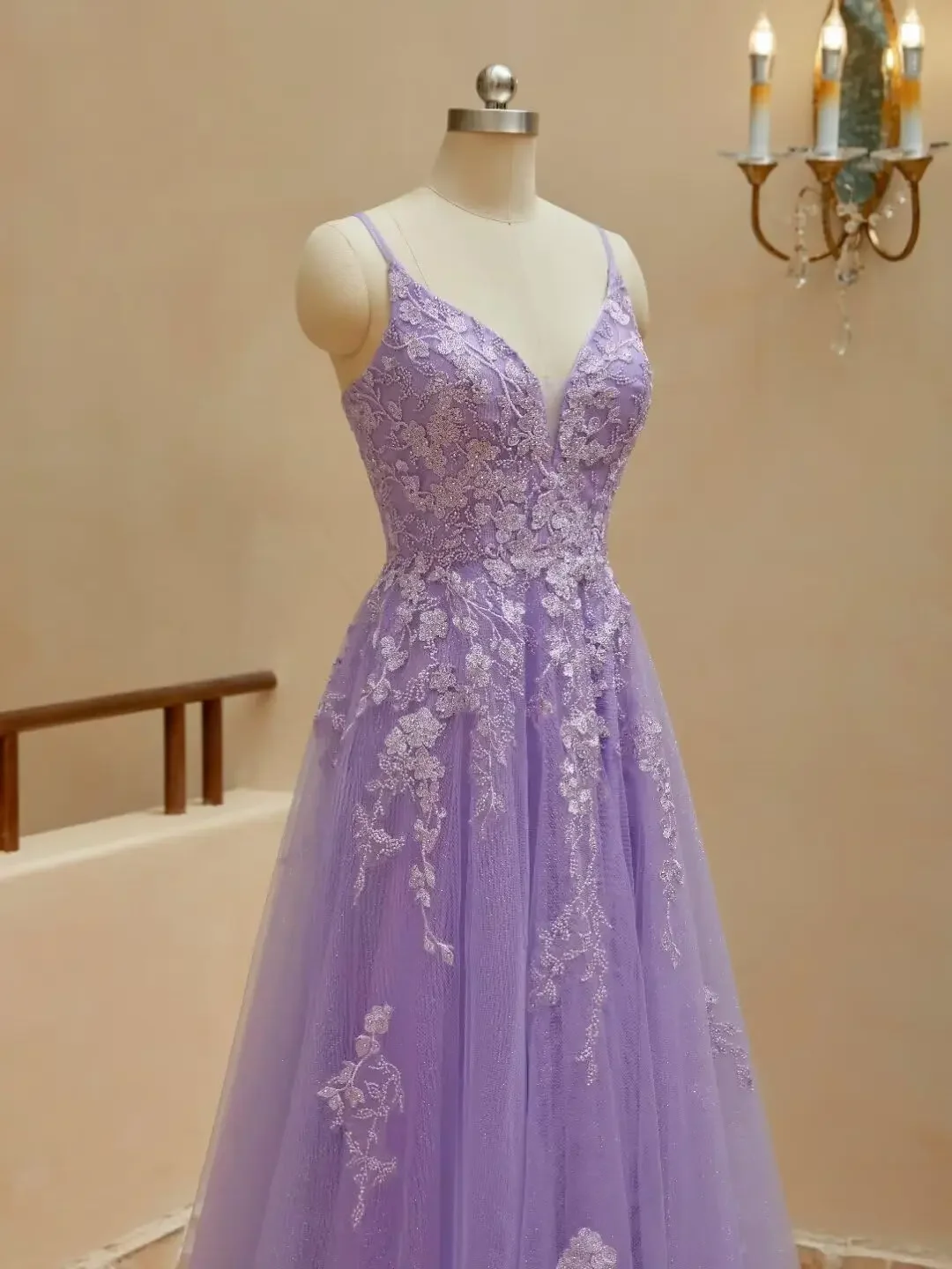 Vestido Formal con Apliques de encaje de tul y tirantes finos, vestido de baile largo para mujer, corsé con tirantes finos, vestido de fiesta de noche sin espalda