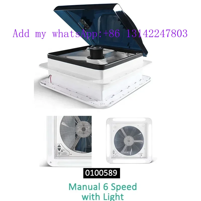 RV Roof Ventilation 14'' DC12V CE Certificated 340mm Manual Control 6 Speeds Adjustable LED  Caravan  Vent