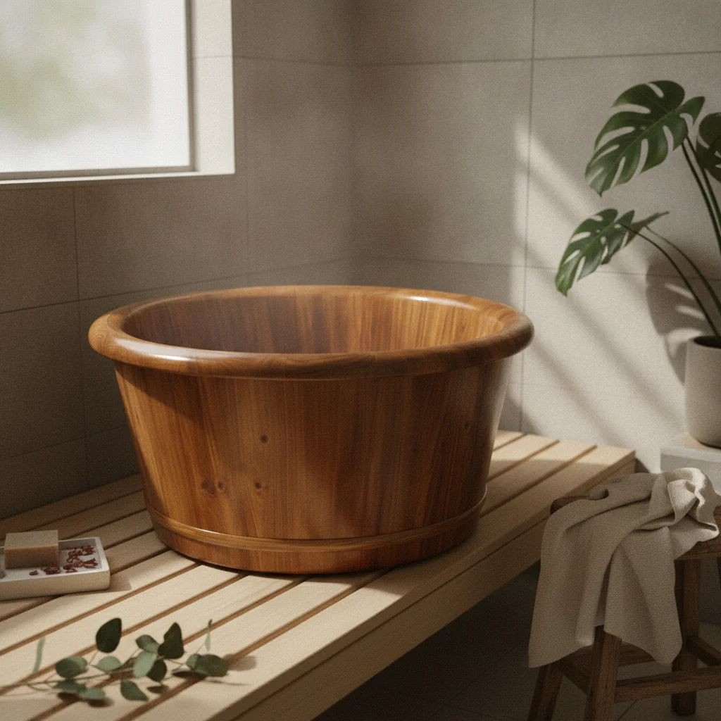 Wood Foot Bath Tub Easy to Use Wooden Foot Bath Pedicure Soaking Tub Traditional Craft Thickened for Bathroom