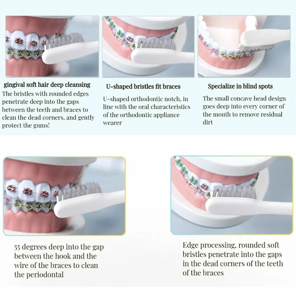 Cepillo de dientes interdental en forma de U, limpiador de salud bucal, ortodoncia