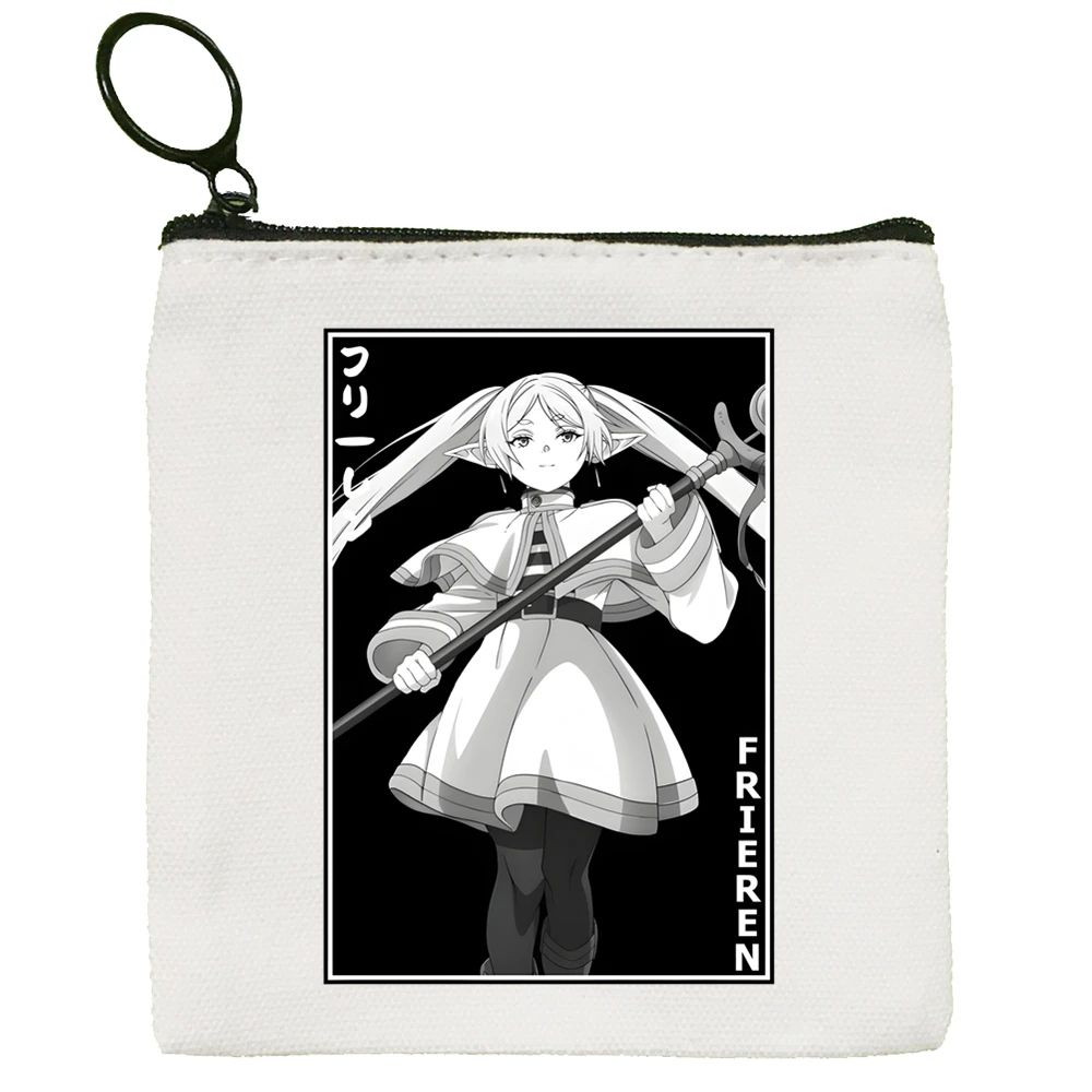 Frieren Cartoon Coin Purse Female Mini Canvas Art Cute Key Case Purse Student Wallet