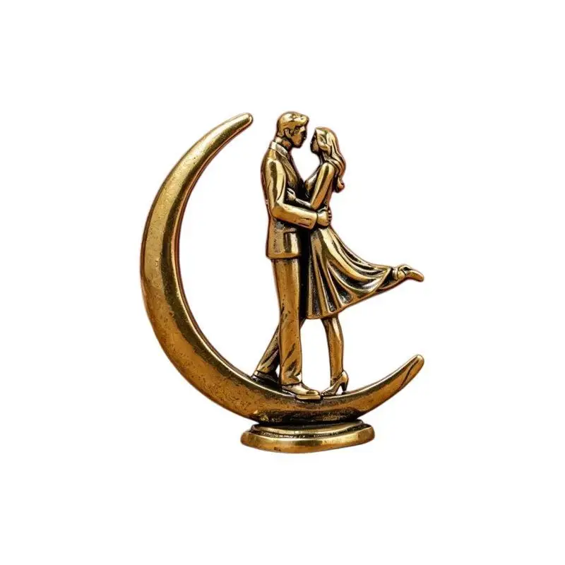 Messing-Statue eines umarmenden Paares, moderne Kunstfigur, handgefertigtes, poliertes Liebesornament für Schlafzimmer, Wohnzimmer, Heimdekoration – Detail 5