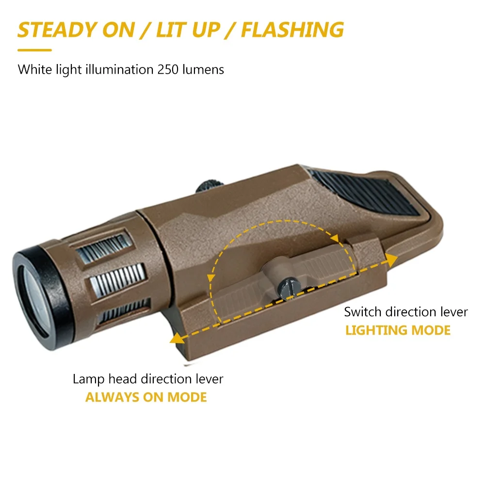 BOOIU Tactical Flashlight WML-G2 Strobe LED Light Airsoft Outdoor 400 Lumens Hunting Flashlight Waterproof Camping Strong Torch