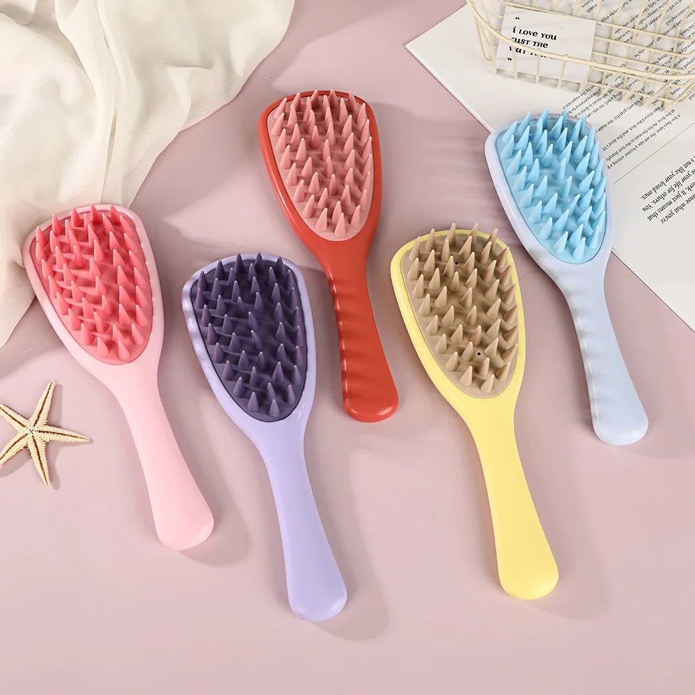 

Силиконовая щетка для шампуня с длинной ручкой, массажная расческа для кожи головы, щетка для мытья волос, массажер для головы, щетка для ванны, скребок для тела, аксессуары для волос